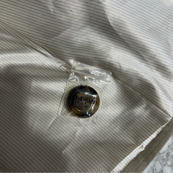 Calvin Klein Women's Linen Blend Open Front Boyfriend Blazer In Khaki Tan 14 - Picture 11 of 11